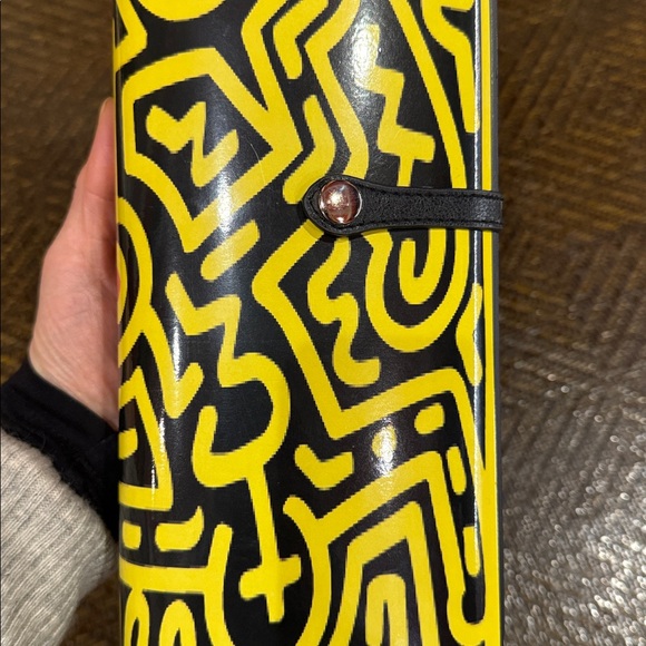 Keith Haring print Patricia Field Vibrant Yellow and Black Graphic Clutch- NWOT - Picture 9 of 9